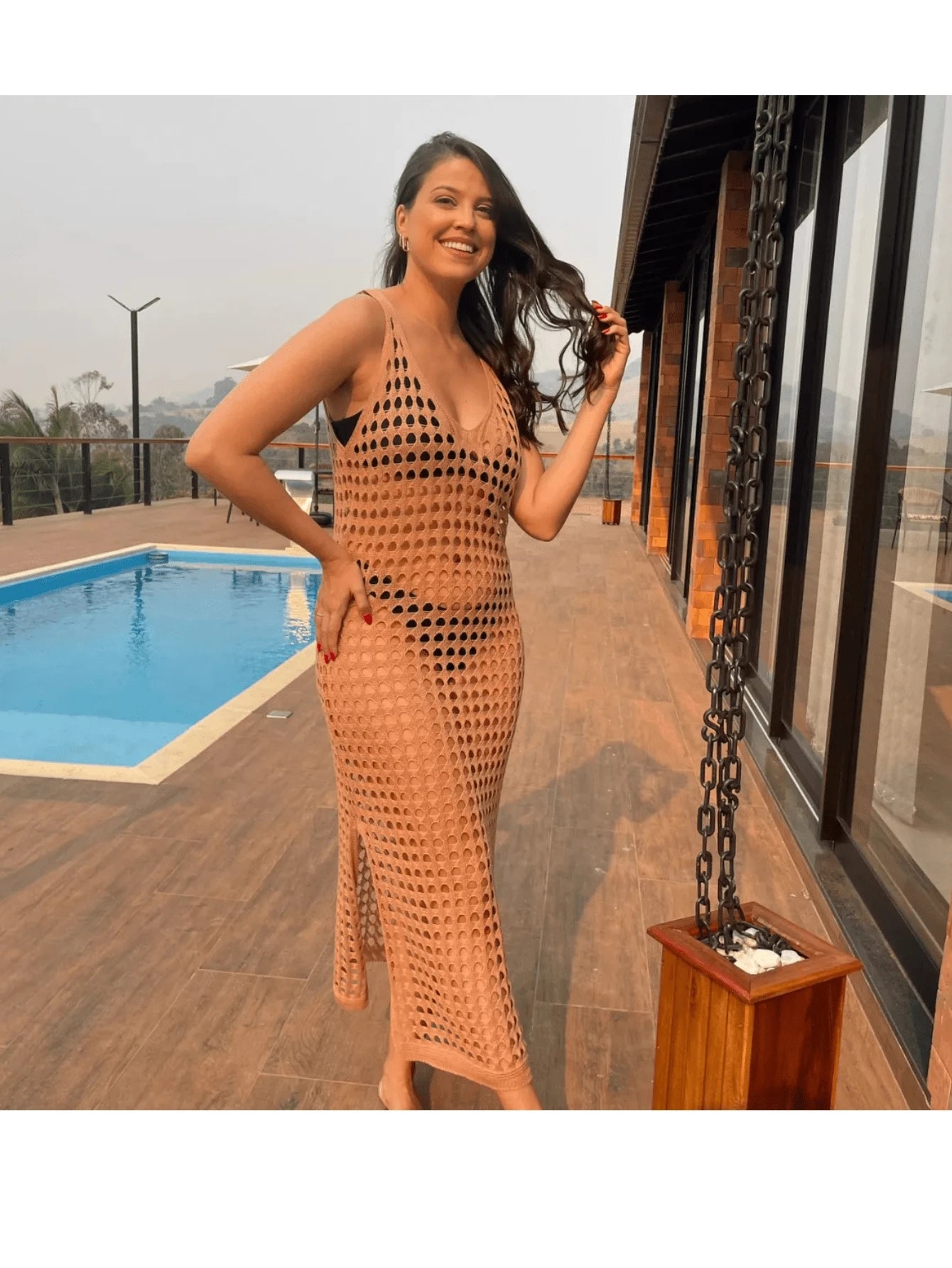 vestido saída de praia longa crochê - Praiar