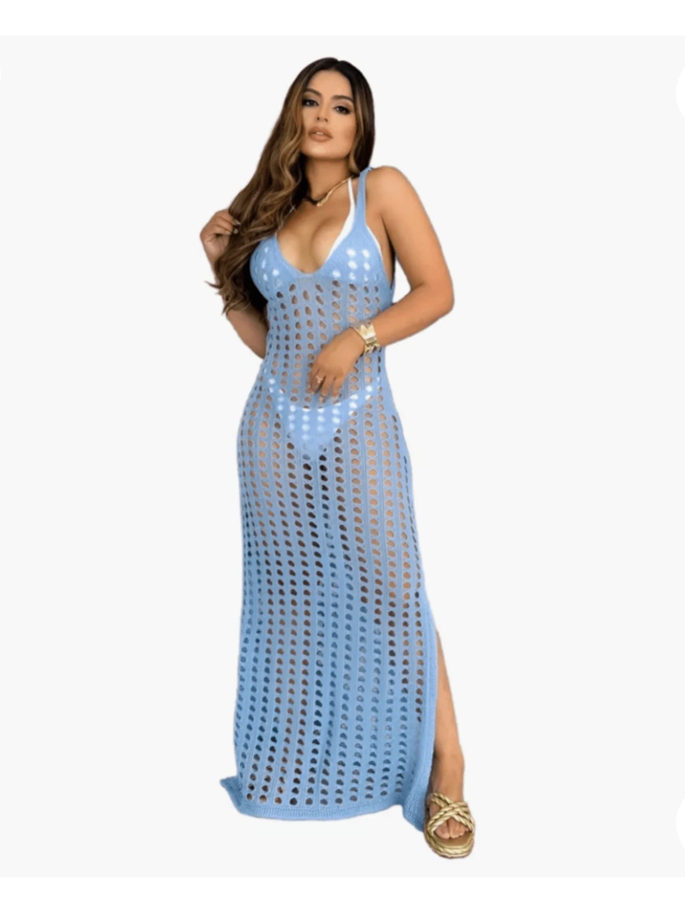 vestido saída de praia longa crochê - Praiar