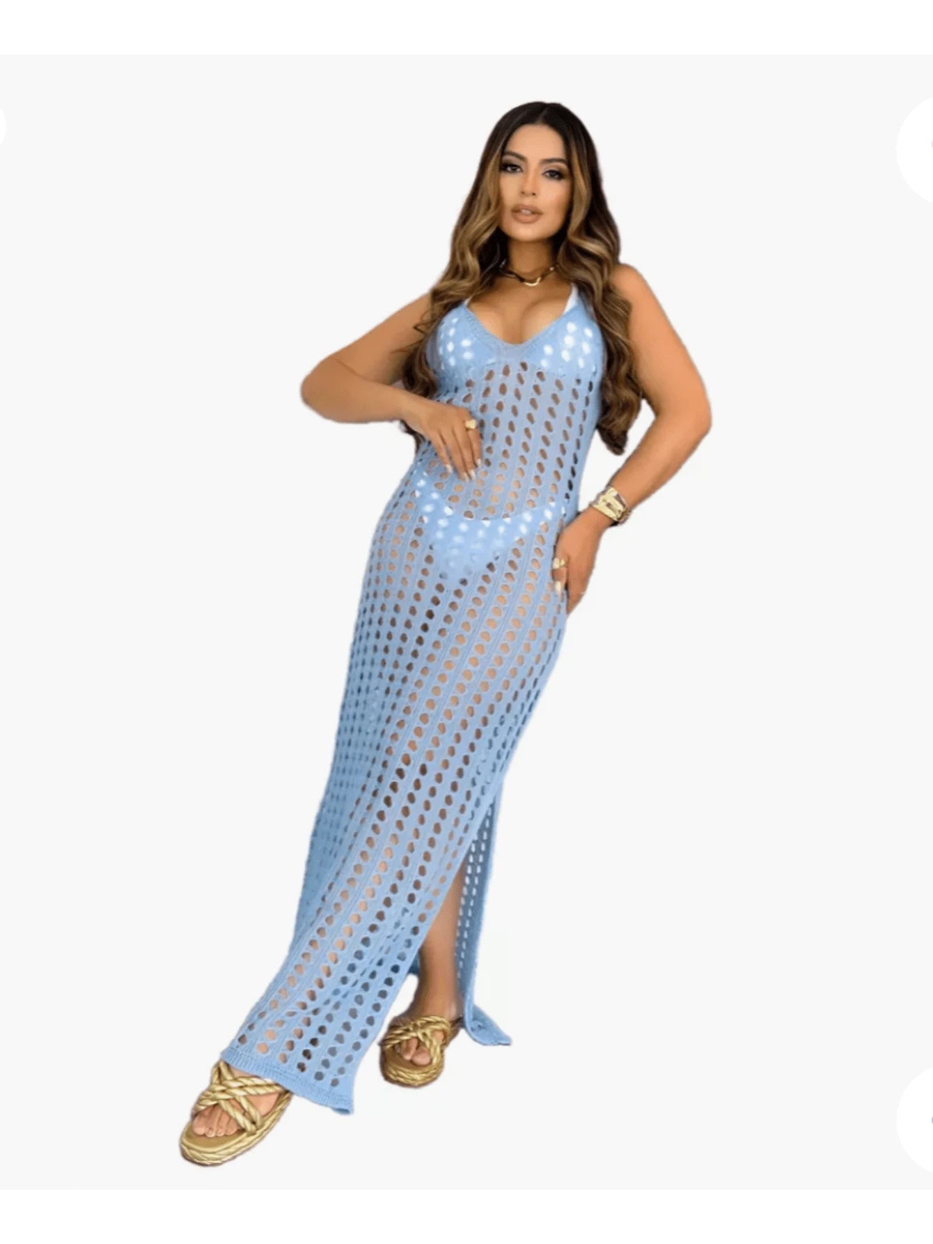 vestido saída de praia longa crochê - Praiar