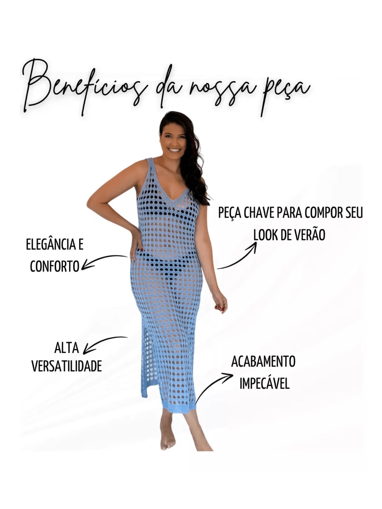 vestido saída de praia longa crochê - Praiar
