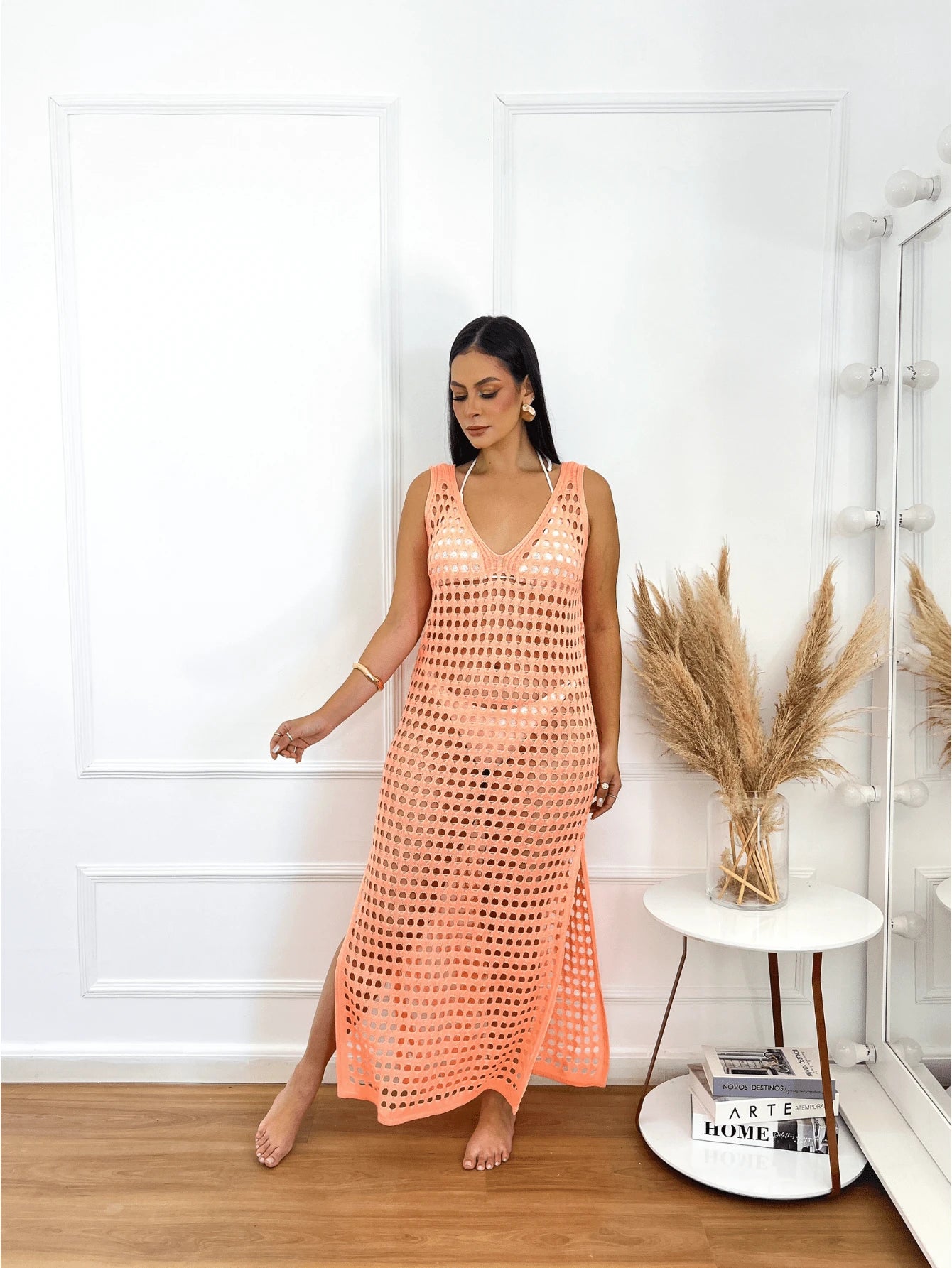 vestido saída de praia longa crochê - Praiar
