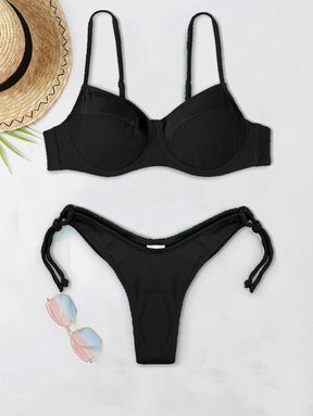 Biquíni Liso de Tecido Canelado - Praiar