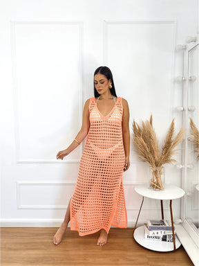vestido saída de praia longa crochê - Praiar