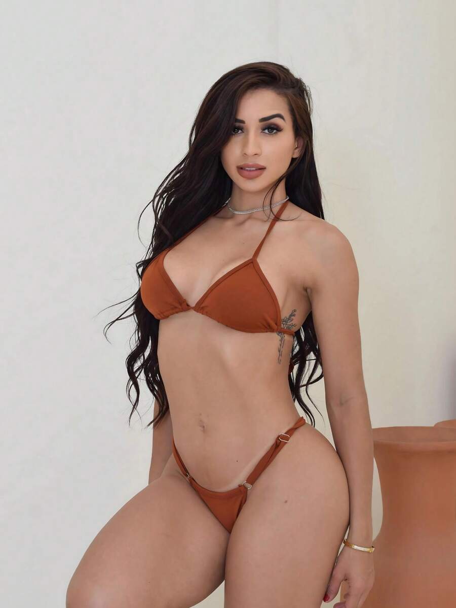 Biquíni de Fita Para Bronze Sexy com Alça Fina Ajustável e Fio Dental Marquinha