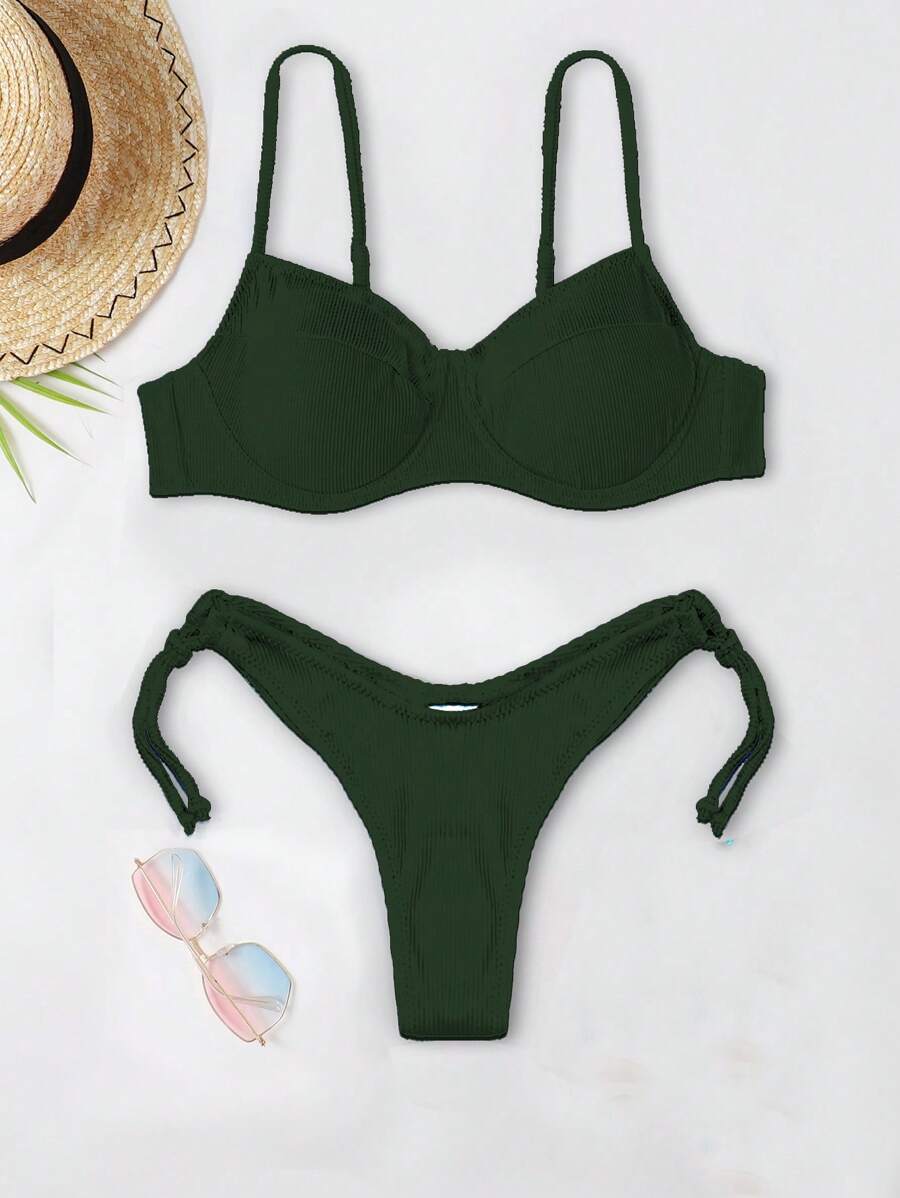 Biquíni Liso de Tecido Canelado - Praiar