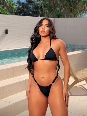 Biquíni de Fita Para Bronze Sexy com Alça Fina Ajustável e Fio Dental Marquinha