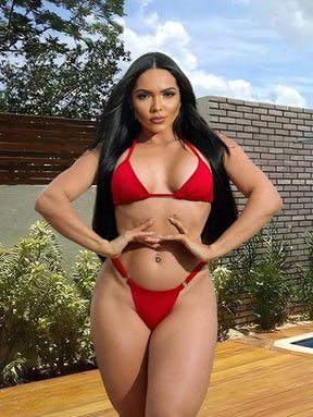 Biquíni de Fita Para Bronze Sexy com Alça Fina Ajustável e Fio Dental Marquinha