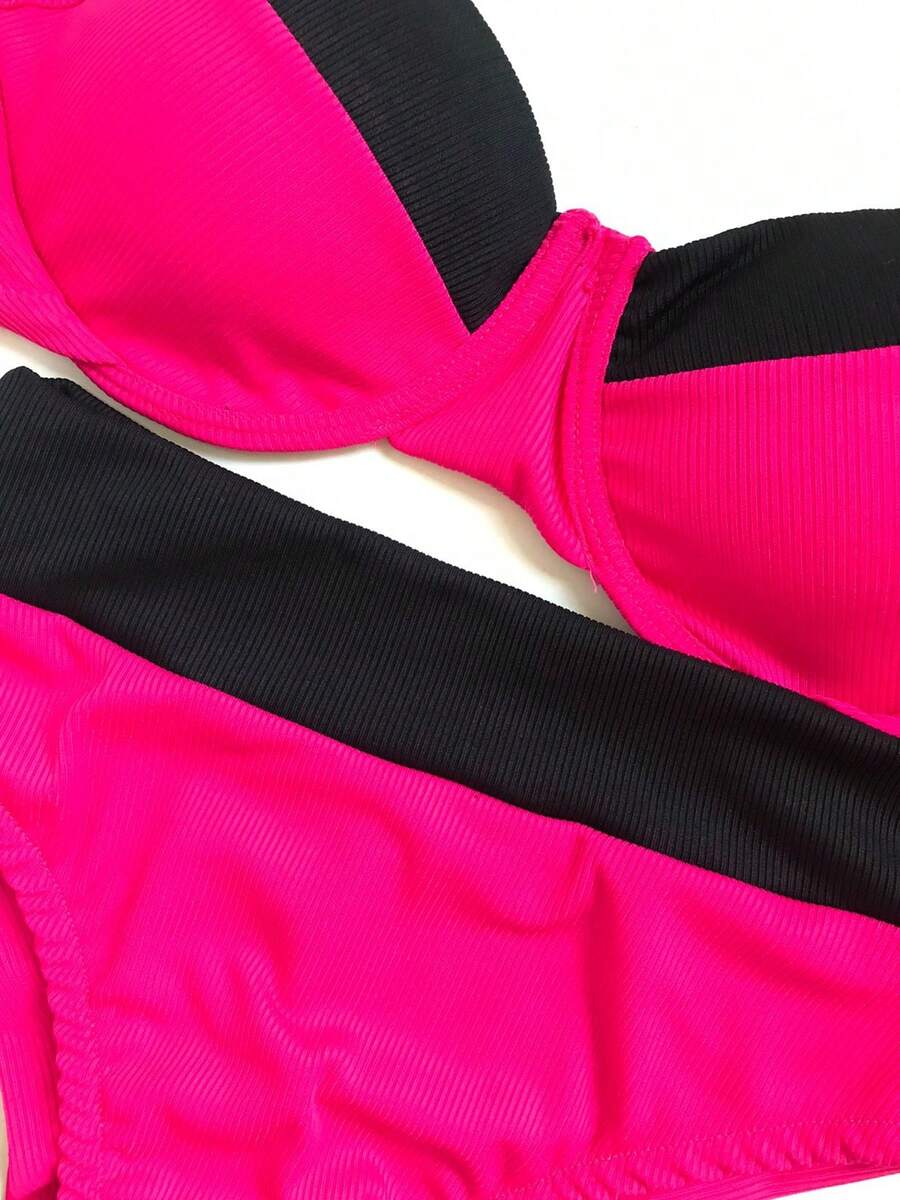 Biquini Com Bojo Canelado Conjunto Cintura Alta Tendencia Moda Praia