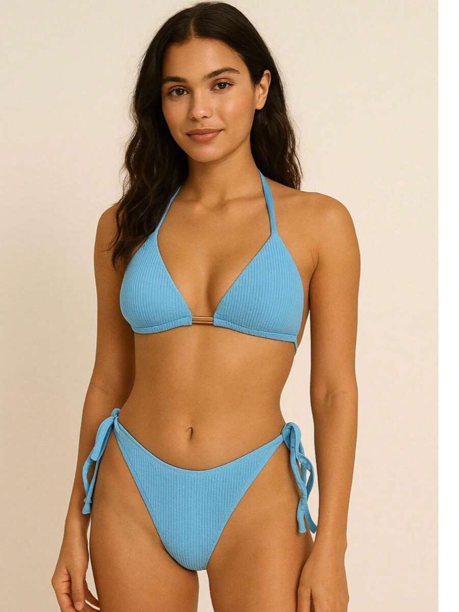 Biquini Cortininha Canelado - Praiar