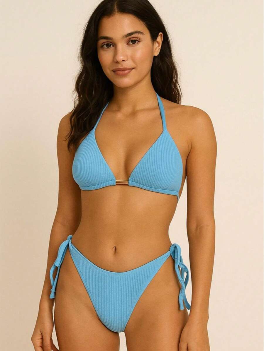 Biquini Cortininha Canelado - Praiar