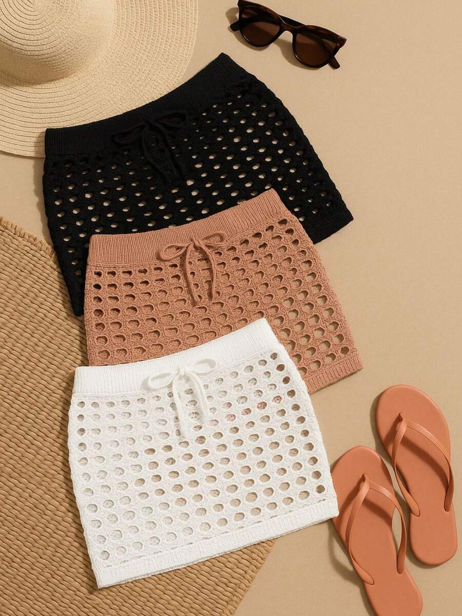 Saída de Praia Saia Curta Crochet - Praiar